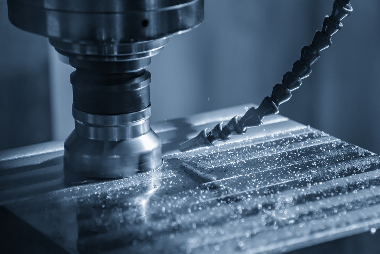 The CNC milling machine rough cutting the injection mold parts by indexable tools.